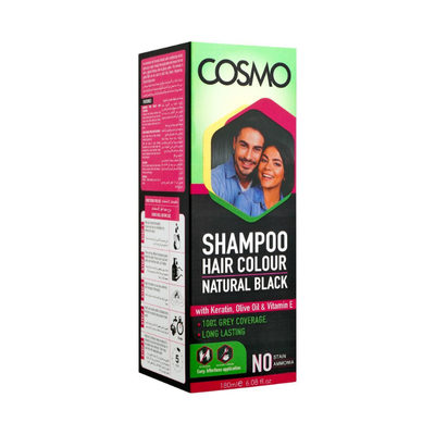 COSMO HAIR COLOUR SHAMPOO 180ML NATURAL BLACK