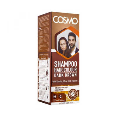 COSMO HAIR COLOUR SHAMPOO 180ML DARK BROWN