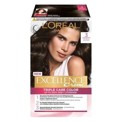 LOREAL EXCELLENCE HAIR COLOR 3 DARK BROWN