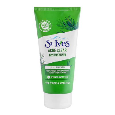 ST IVES SCRUB 150GM ACNE CLEAR TEA TREE & WALNUT