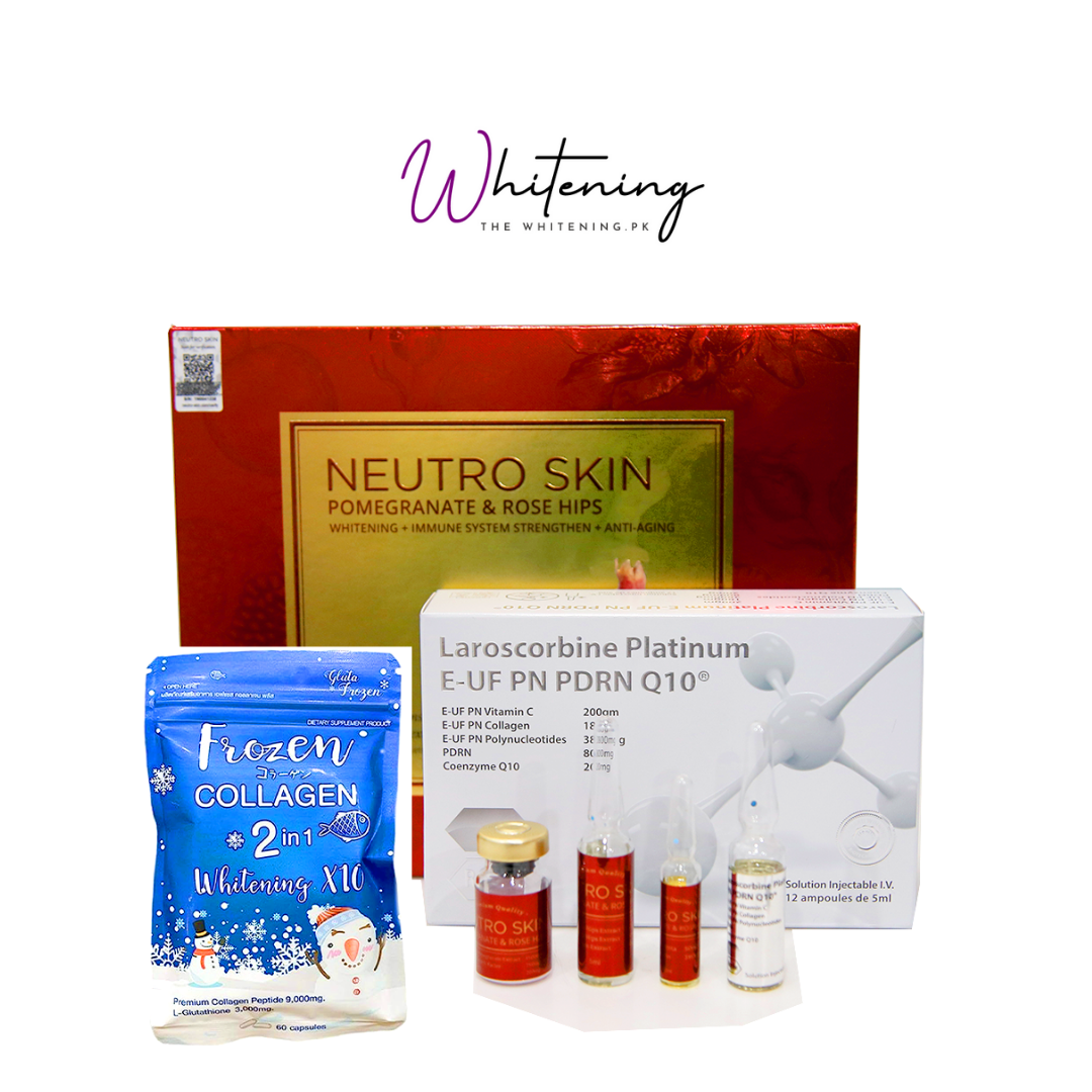 Box Contains |06 Glutathione Injections |06 Glutathione Injections |06 Dripsets & Normal Saline