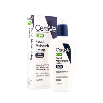 Cerave PM Facial Moisturising Lotion, Ultra Lightweight and FastAbsorbing Night Hydration, 89ml